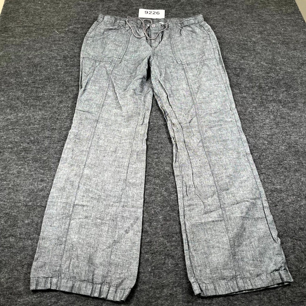 New York‎ & Company Pants Womens Medium Gray Linen Drawstring Flat Front Casual